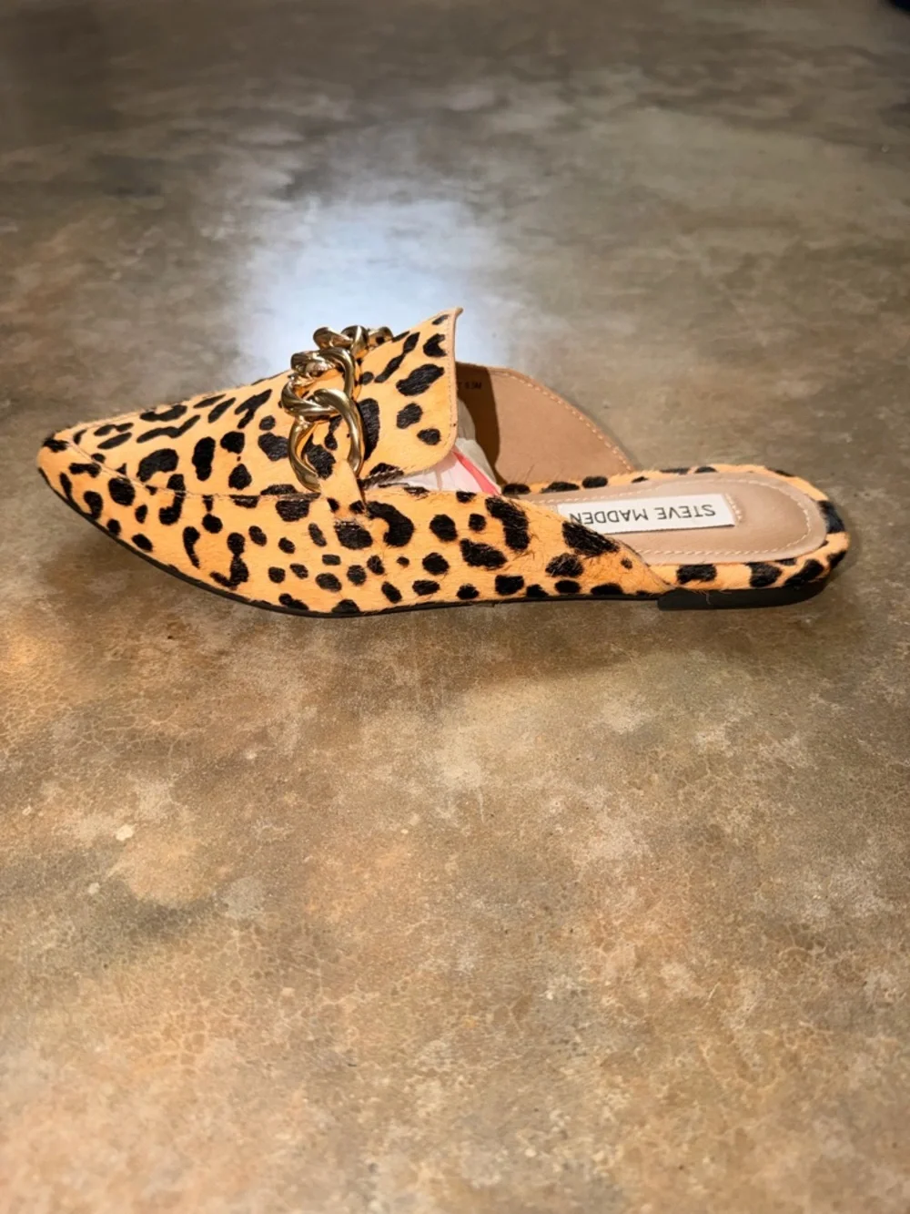 Steve Madden Leopard-Print Pointed Mule with Gold Chain - Size 6.5 - NWOT - Picture 11 of 15